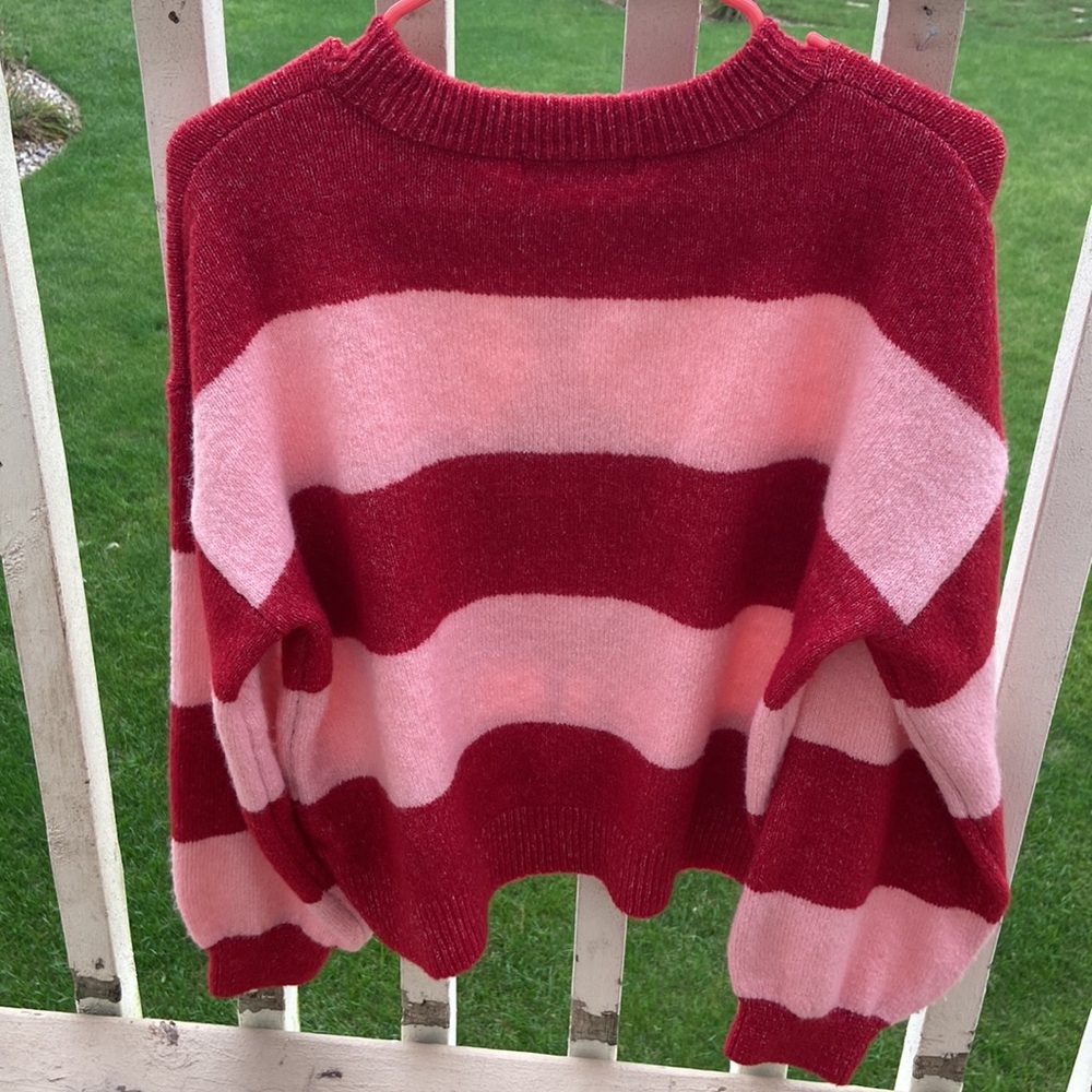 Primark Cares Women’s Sequined Christmas Tree Sweater, pink and red stri… - Picture 2 of 11